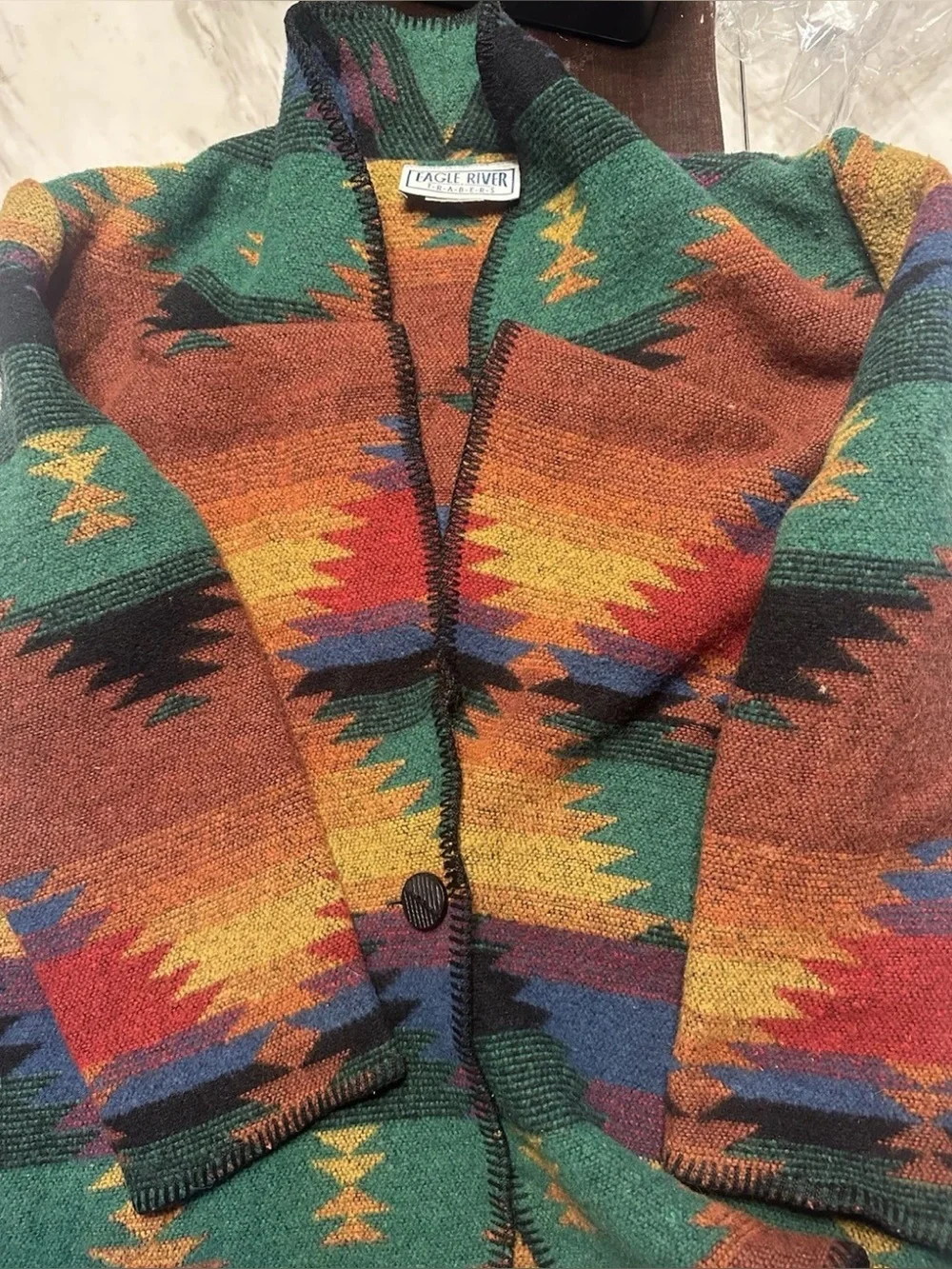 Vintage Eagle River Traders Southwestern Blanket Jacket Blazer 12 USA